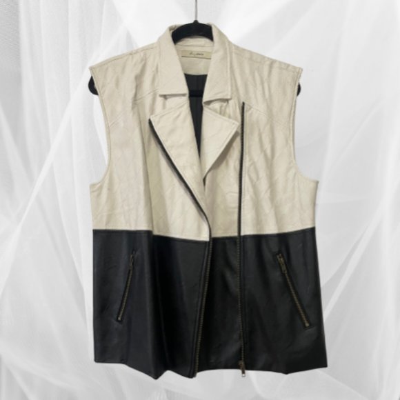 Black and white vegan leather vest NWT - Picture 1 of 4